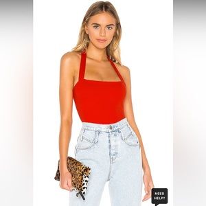 Superdown Reece Halter Bodysuit in Red
